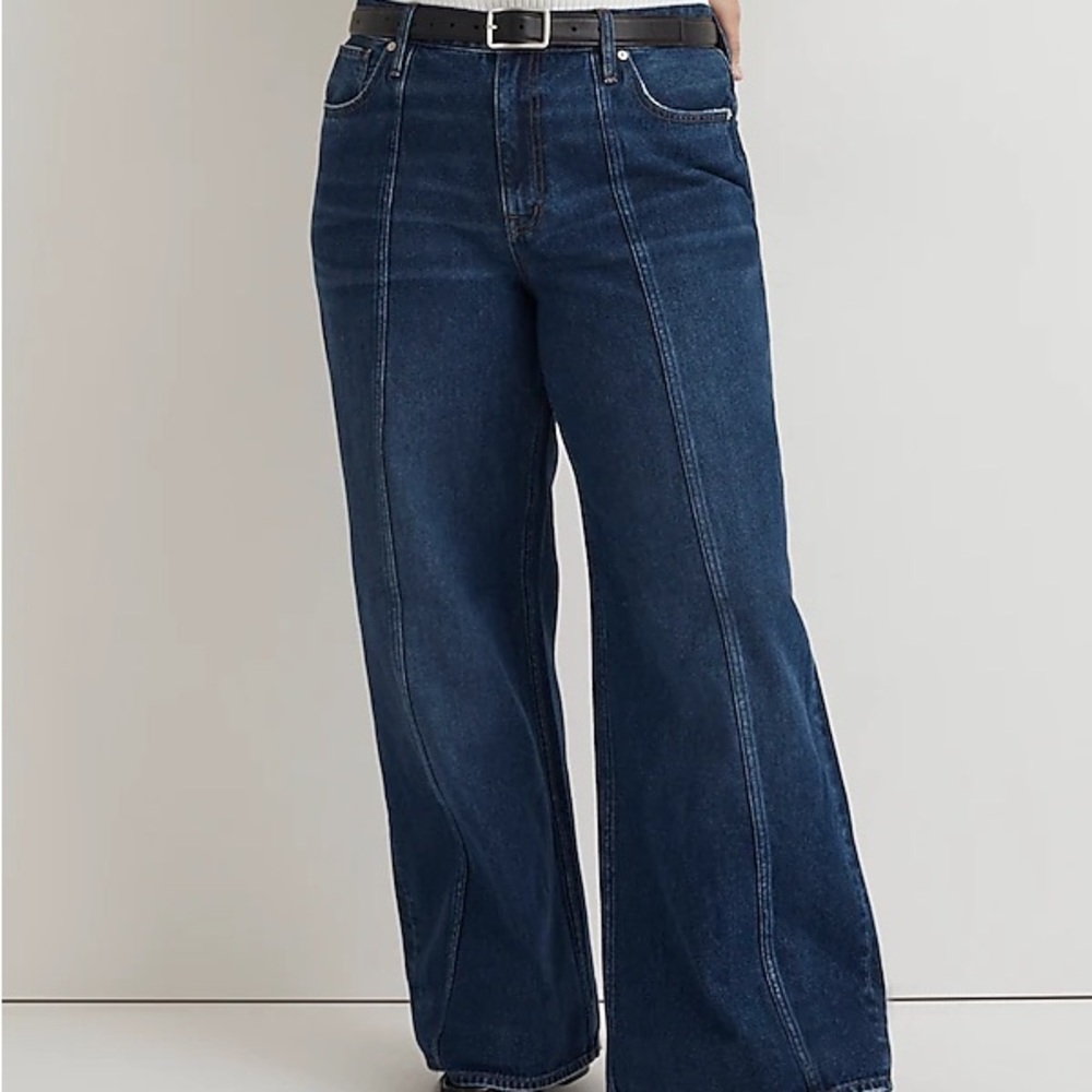 Madewell superwide leg jeans in Carrington wash twisted-seam edition NWT 33
